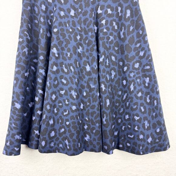 Kate Spade Blue Broome Street Leopard Lace Up Ponte Fit & Flare Dress Sz S Glam - Picture 6 of 13